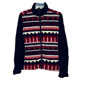 LRL Ralph Lauren Active Aztec Red & Black Full Zip Fleece / Sweater Women's L
